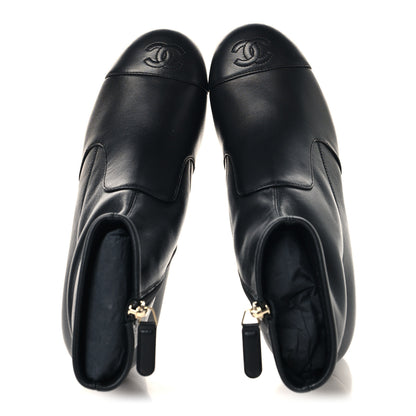 Chanel Stretch Lambskin Cap Toe CC Uniform Short Boots 38 Black 2 of 9