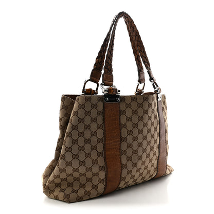 Gucci Monogram Medium Bamboo Bar Tote Brown 3 of 12