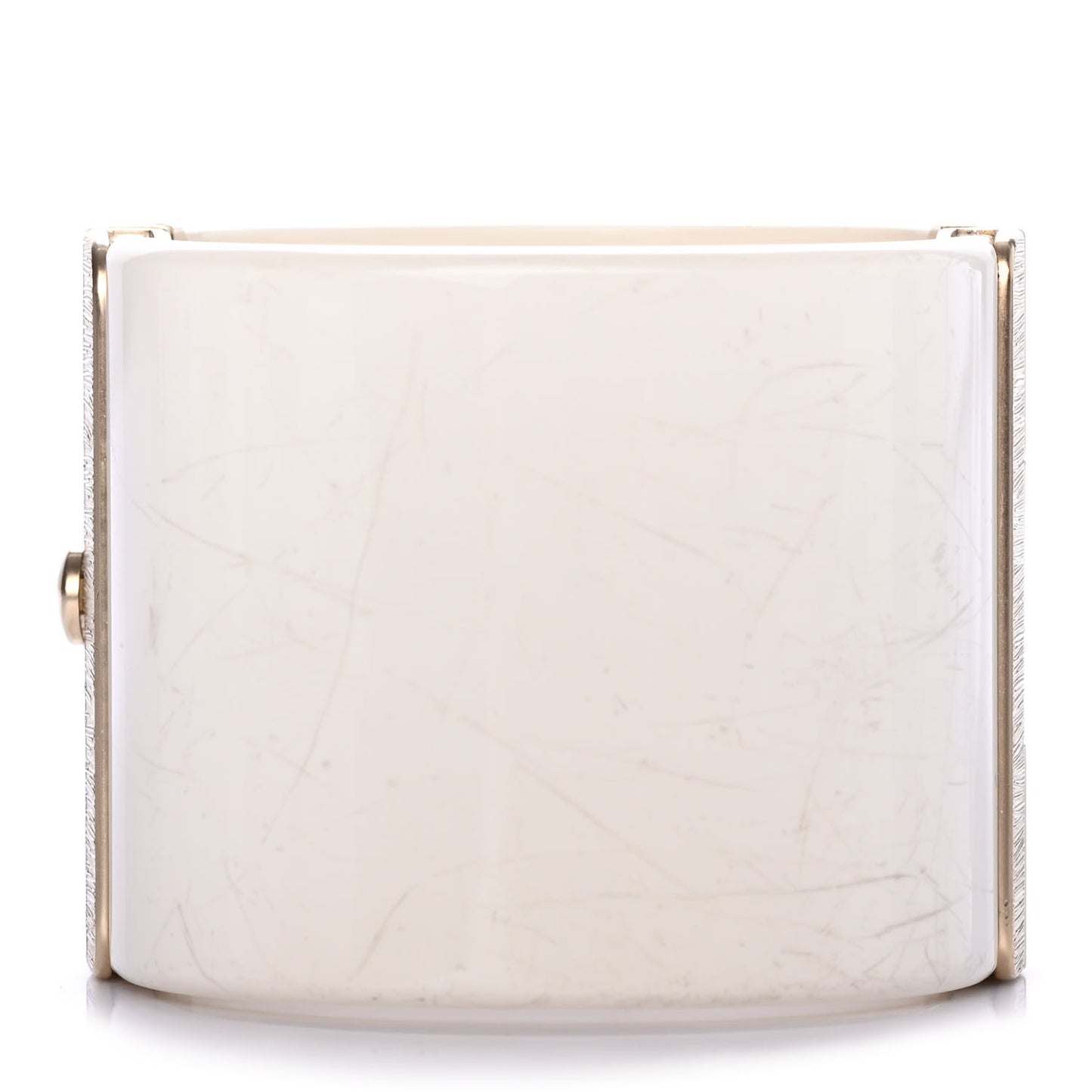Resin Crystal Pearl Lambskin CC Cuff White
