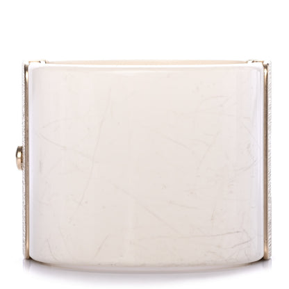 Chanel Resin Crystal Pearl Lambskin CC Cuff White 3 of 5