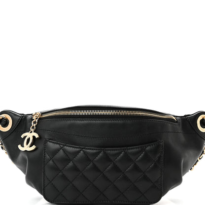 Chanel Lambskin Quilted Waist Bag Fanny Pack Black 9 of 15