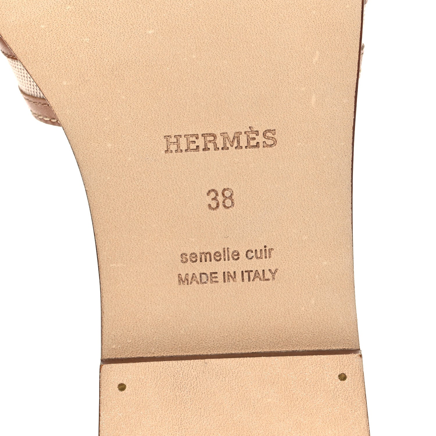 Hermes Calfskin Canvas Oran Sandals 38 Noisette Beige Dore 6 of 9