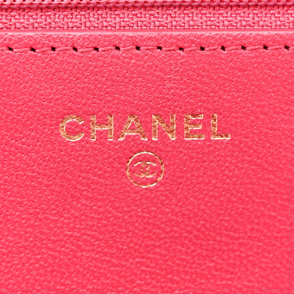 Chanel Sheepskin Chevron Quilted Vintage Mademoiselle Wallet On Chain WOC Dark Pink 6 of 13