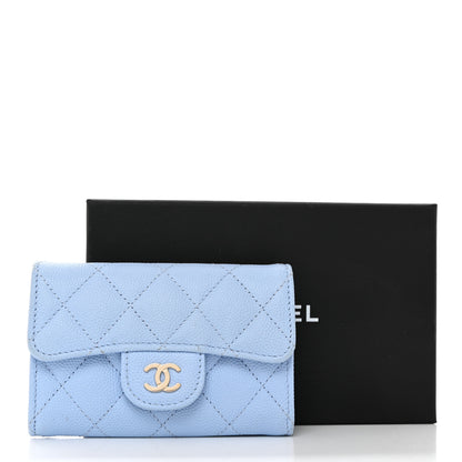Chanel Caviar Quilted Flap Card Holder Wallet Light Blue 10 of 10
