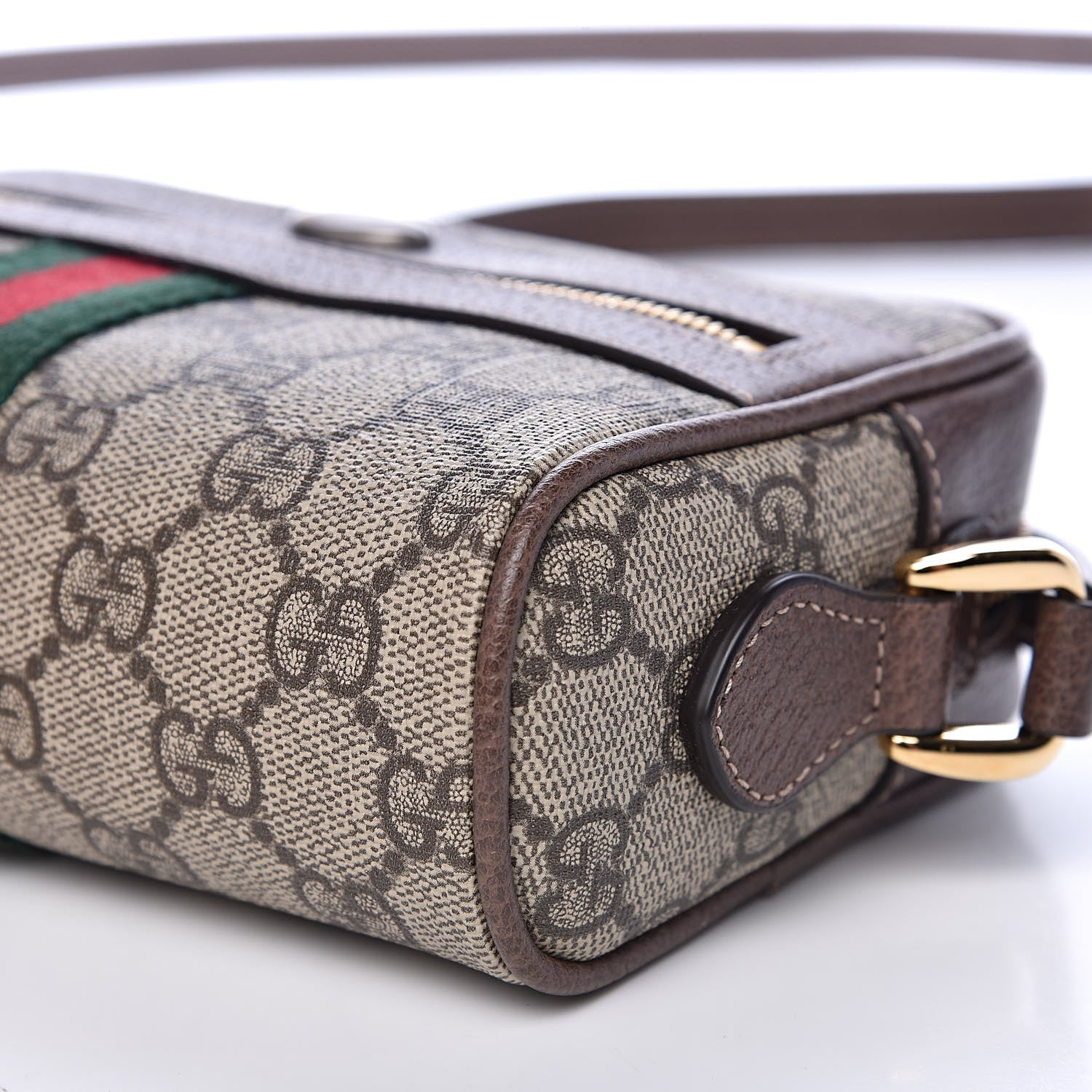 Gucci GG Supreme Monogram Web Mini Ophidia Shoulder Bag Brown 9 of 10