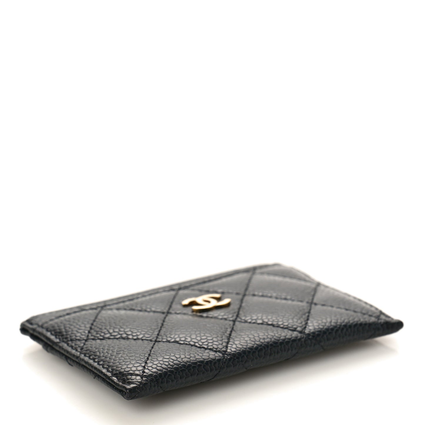 Caviar Quilted Card Holder Black