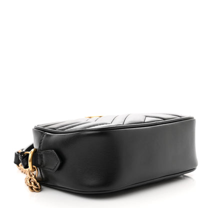 Gucci Calfskin Matelasse Mini GG Marmont Chain Shoulder Bag Black 4 of 11