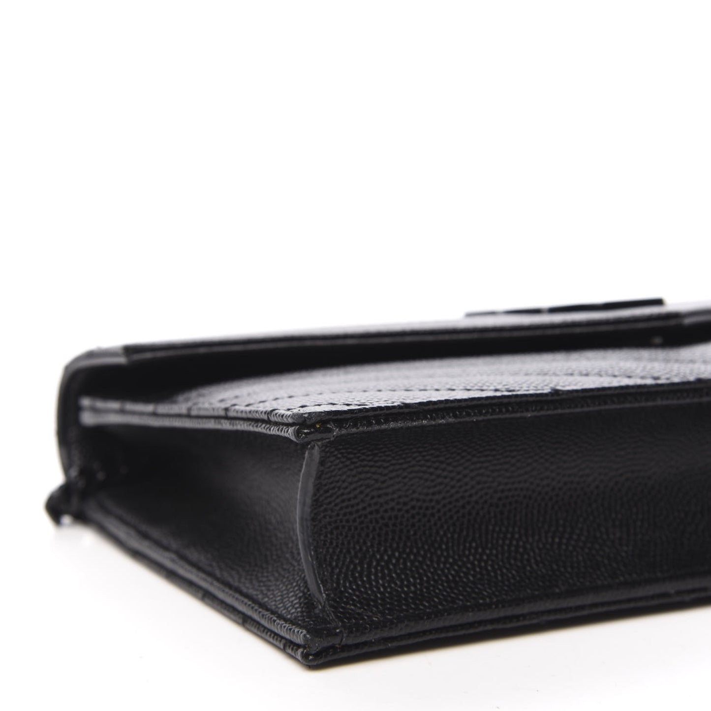 Grain De Poudre Matelasse Chevron Monogram Envelope Chain Wallet Black