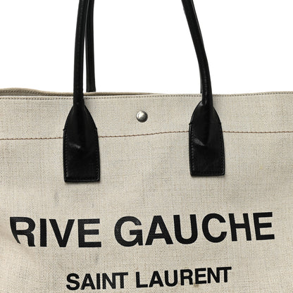 Saint Laurent Linen Calfskin Rive Gauche Tote Optic White 8 of 10