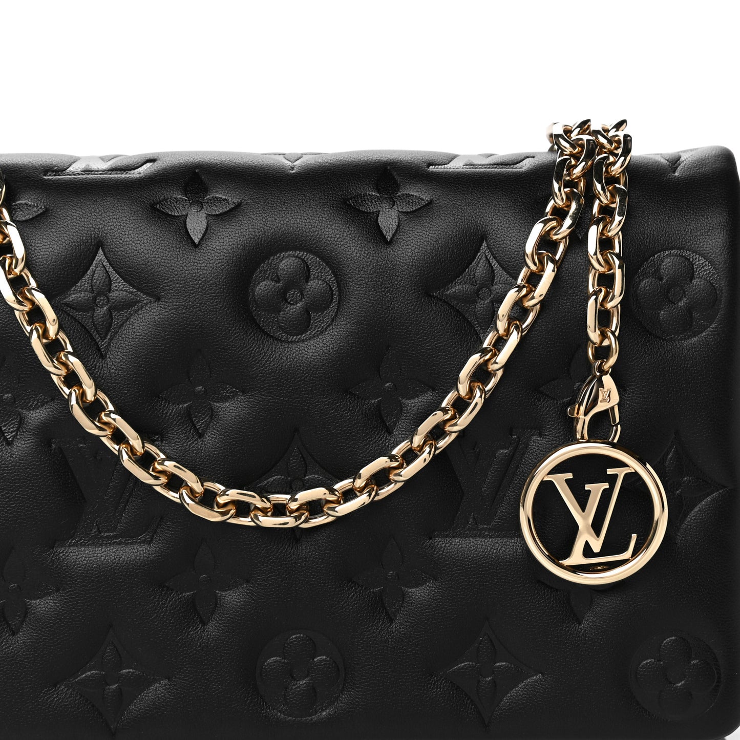Lambskin Embossed Monogram Pochette Coussin Black