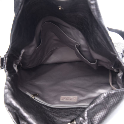 Chanel Glazed Calfskin Perforated Large Rodeo Drive Tote Black 4 of 9
