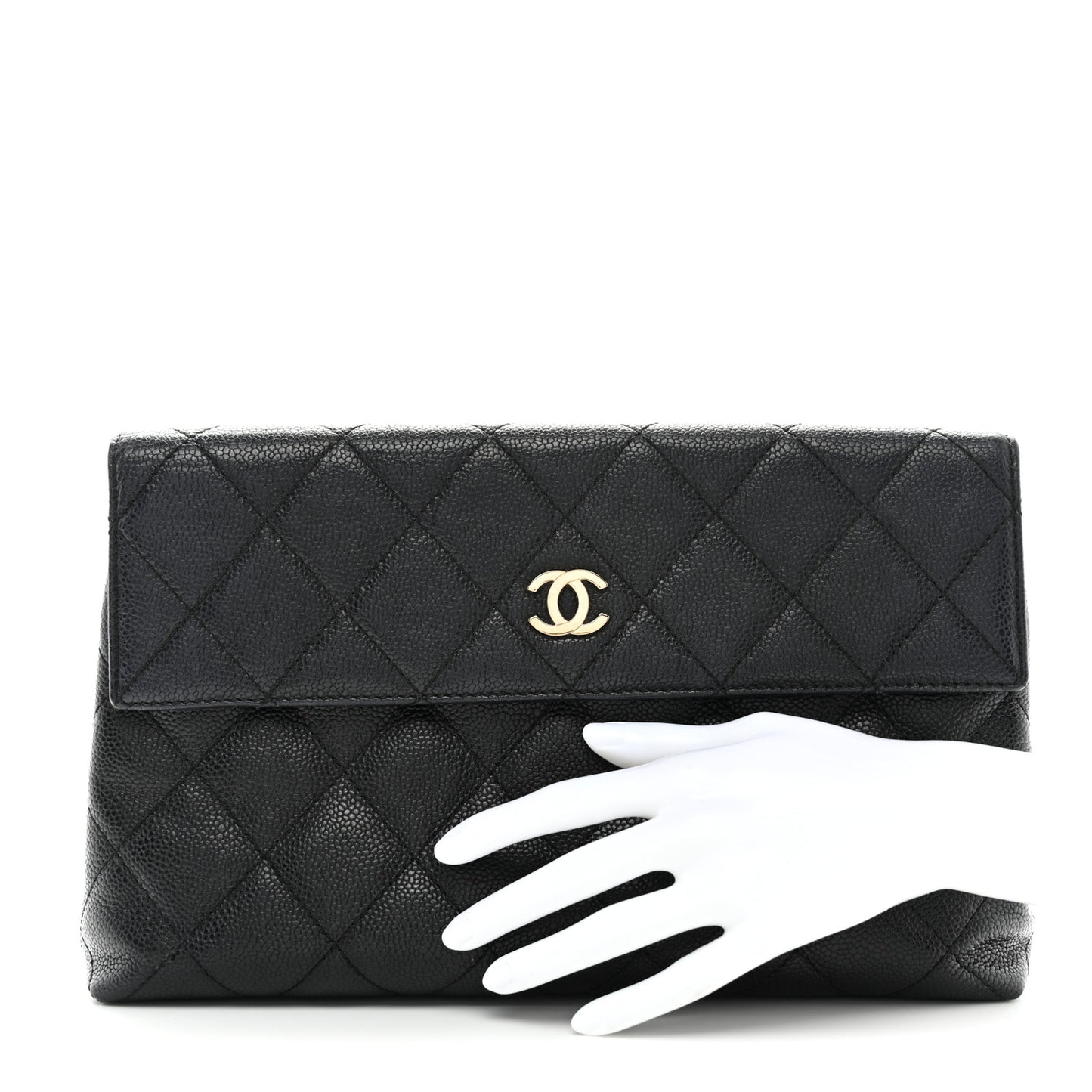 Caviar Quilted CC Clutch Black