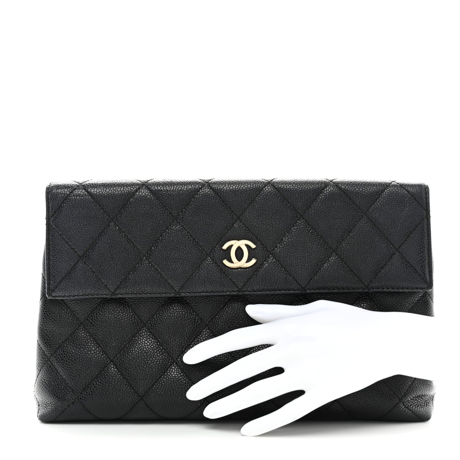 Chanel Caviar Quilted CC Clutch Black 2 of 7