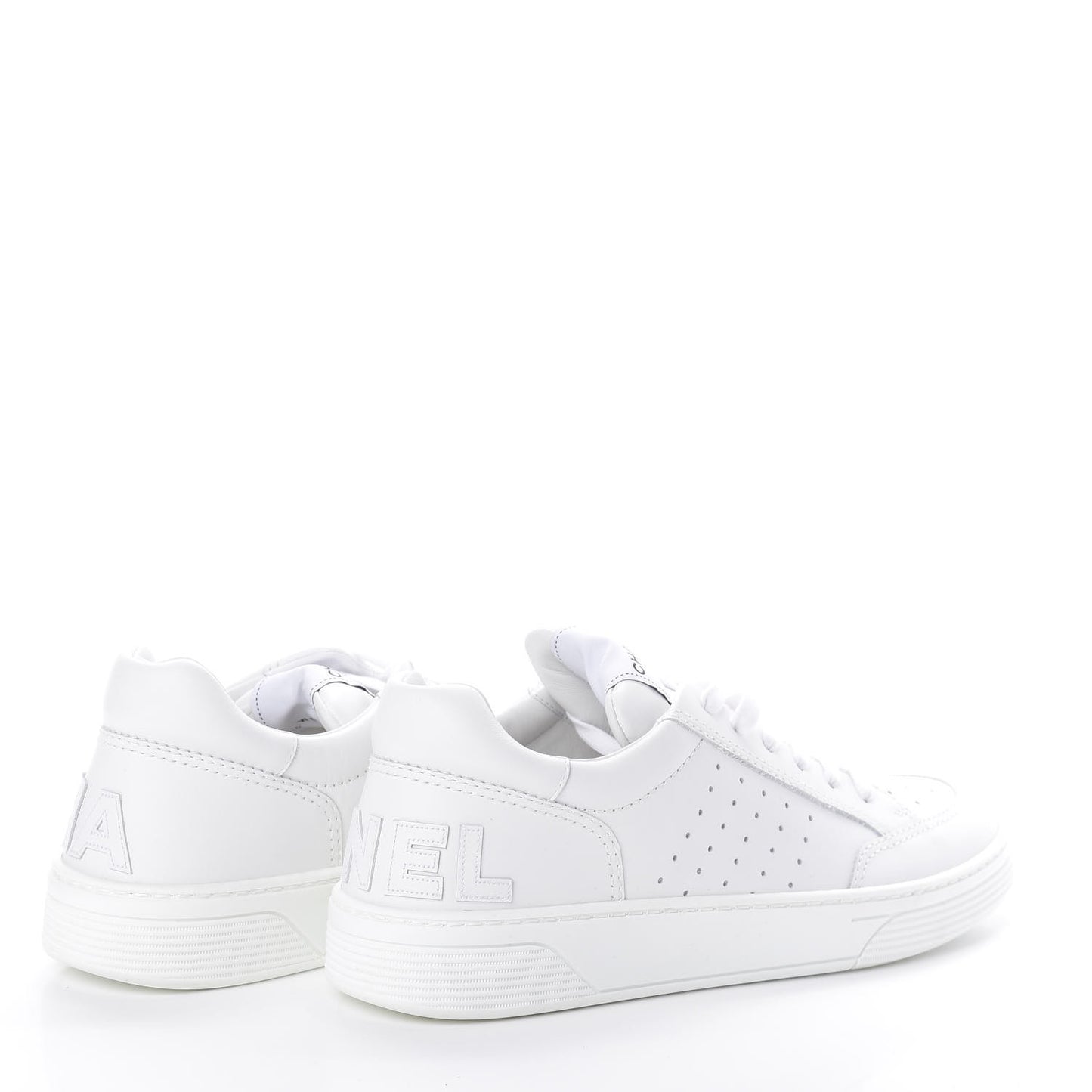 Calfskin Womens Logo Sneakers 42 White