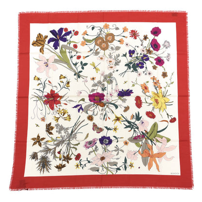 Gucci Silk Flora Gothic Square Scarf Ivory Red 2 of 4