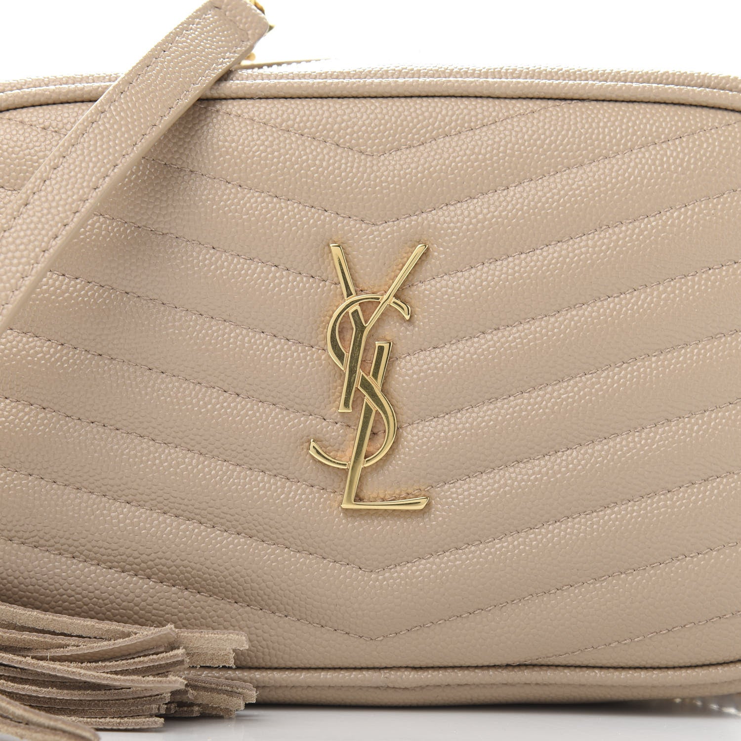 Saint Laurent Grain De Poudre Matelasse Monogram Mini Lou Camera Bag Dark Beige 10 of 11