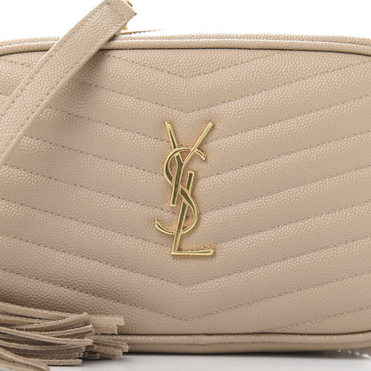 Saint Laurent Grain De Poudre Matelasse Monogram Mini Lou Camera Bag Dark Beige 10 of 11