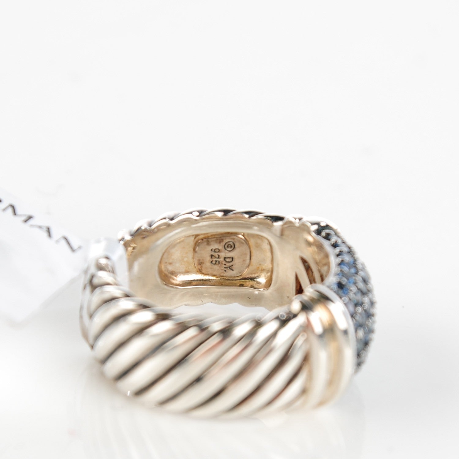 David Yurman Sterling Silver Blue Sapphire 10mm Wide Cable Candy Metro Ring 51.5 6 4 of 6