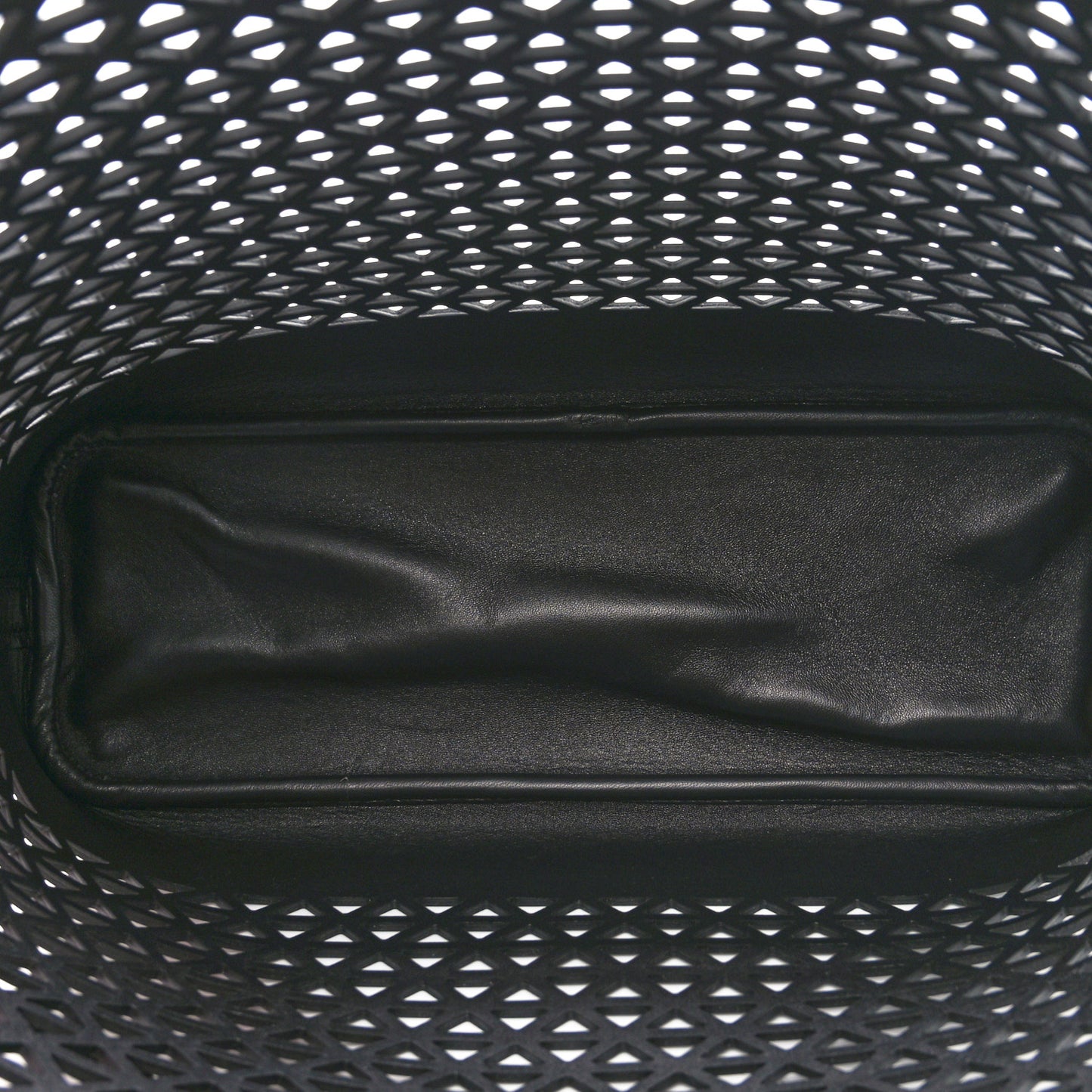 City Calfskin Perforated Triangle Tote Black