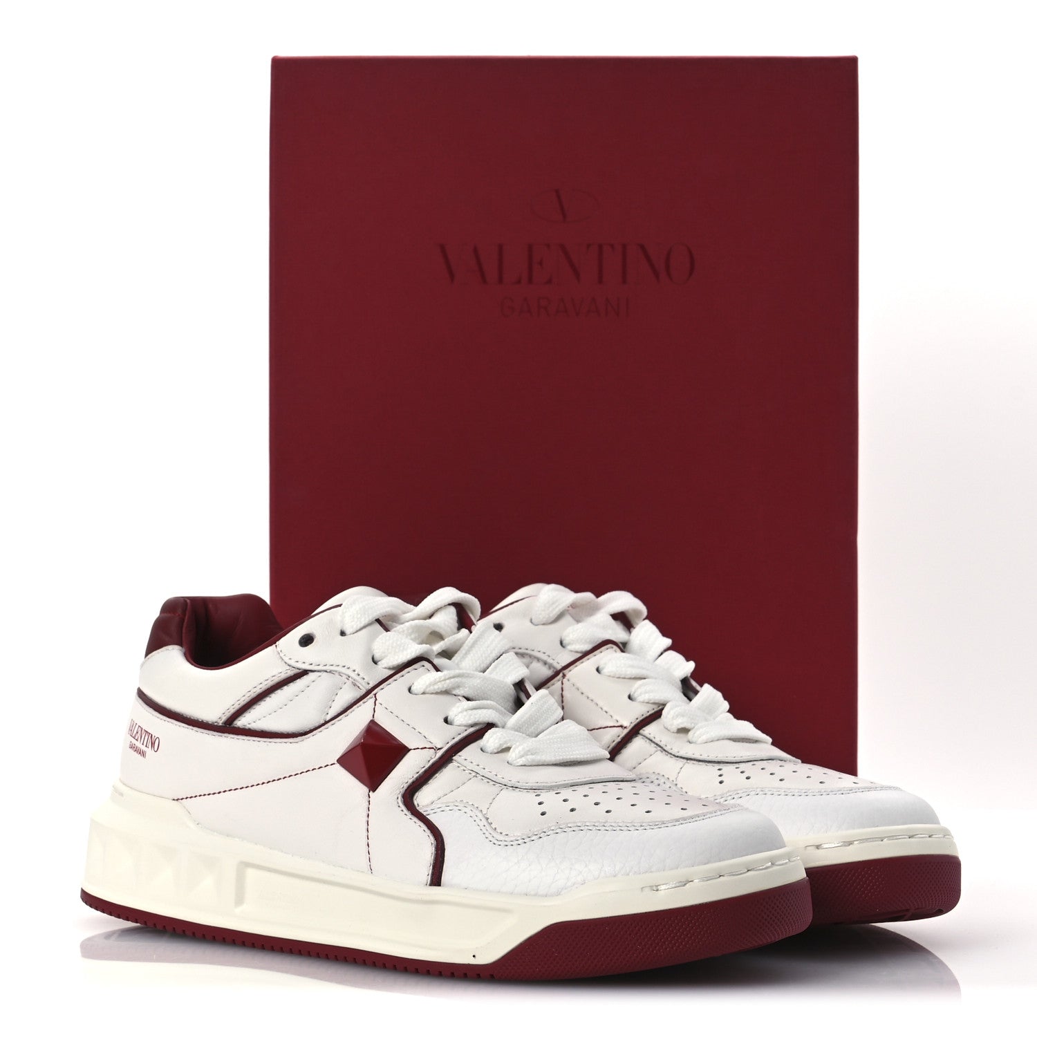 Valentino Garavani Nappa Mens One Stud Low Top Sneakers 38.5 White
