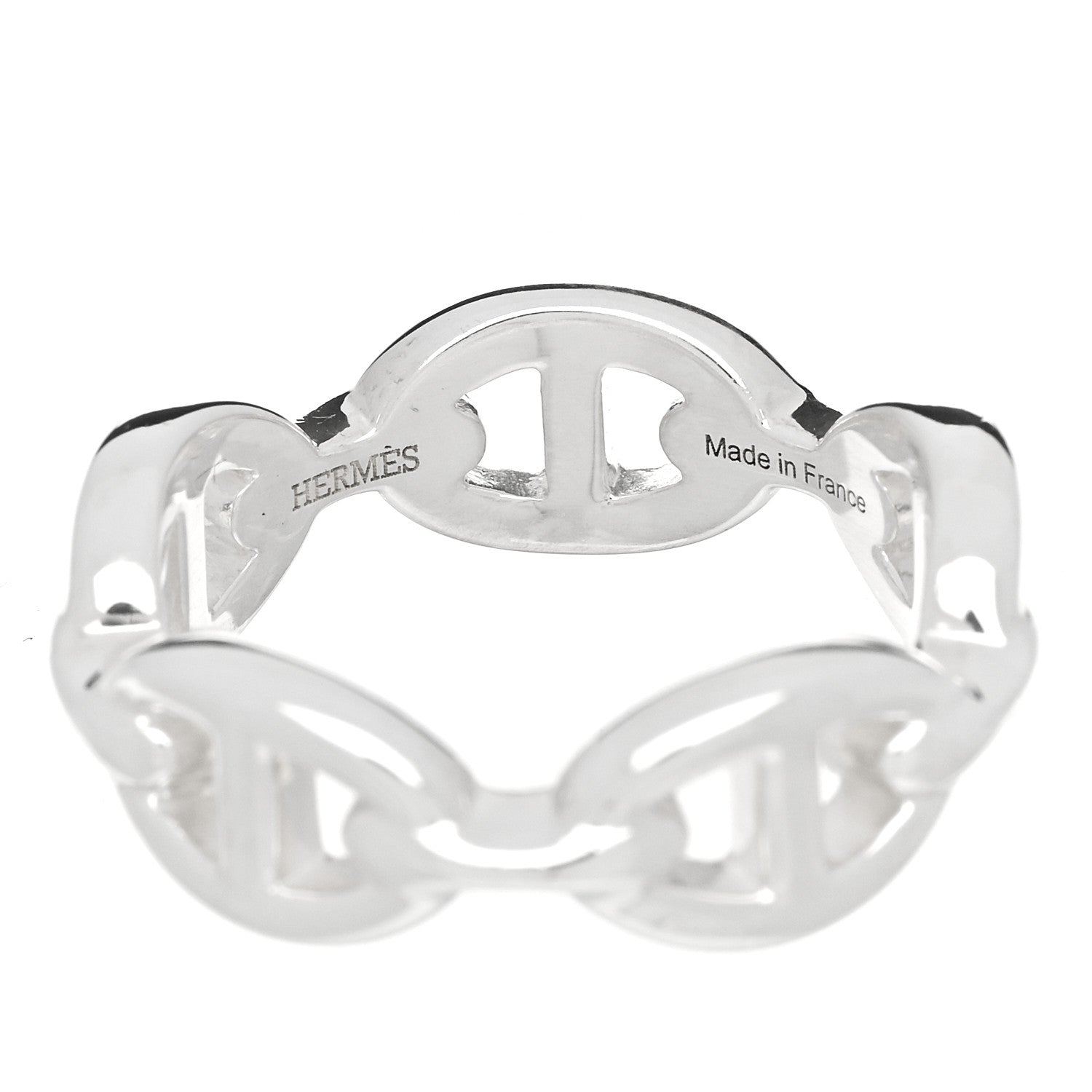Hermes Sterling Silver PM Chaine d'Ancre Enchainee Band Ring 55 7.25 4 of 7