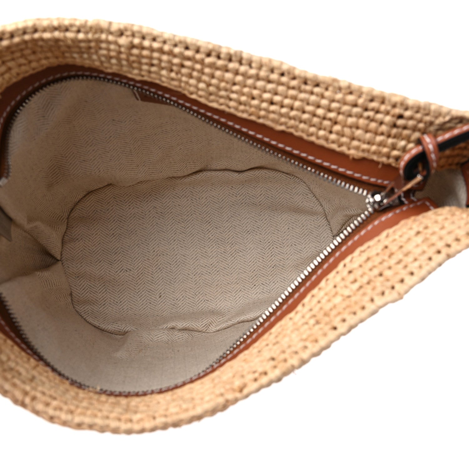 Loewe Calfskin Raffia Paulas Ibiza Pochette Bag Natural Tan 5 of 9