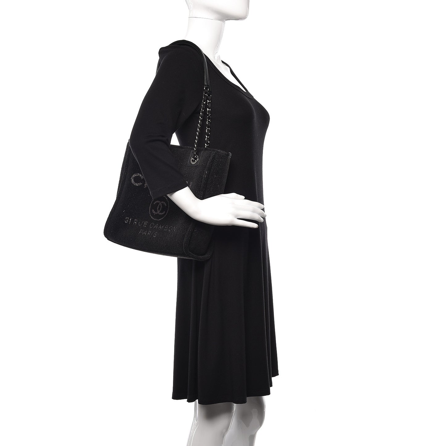 Lurex Boucle Mini Deauville Tote Black