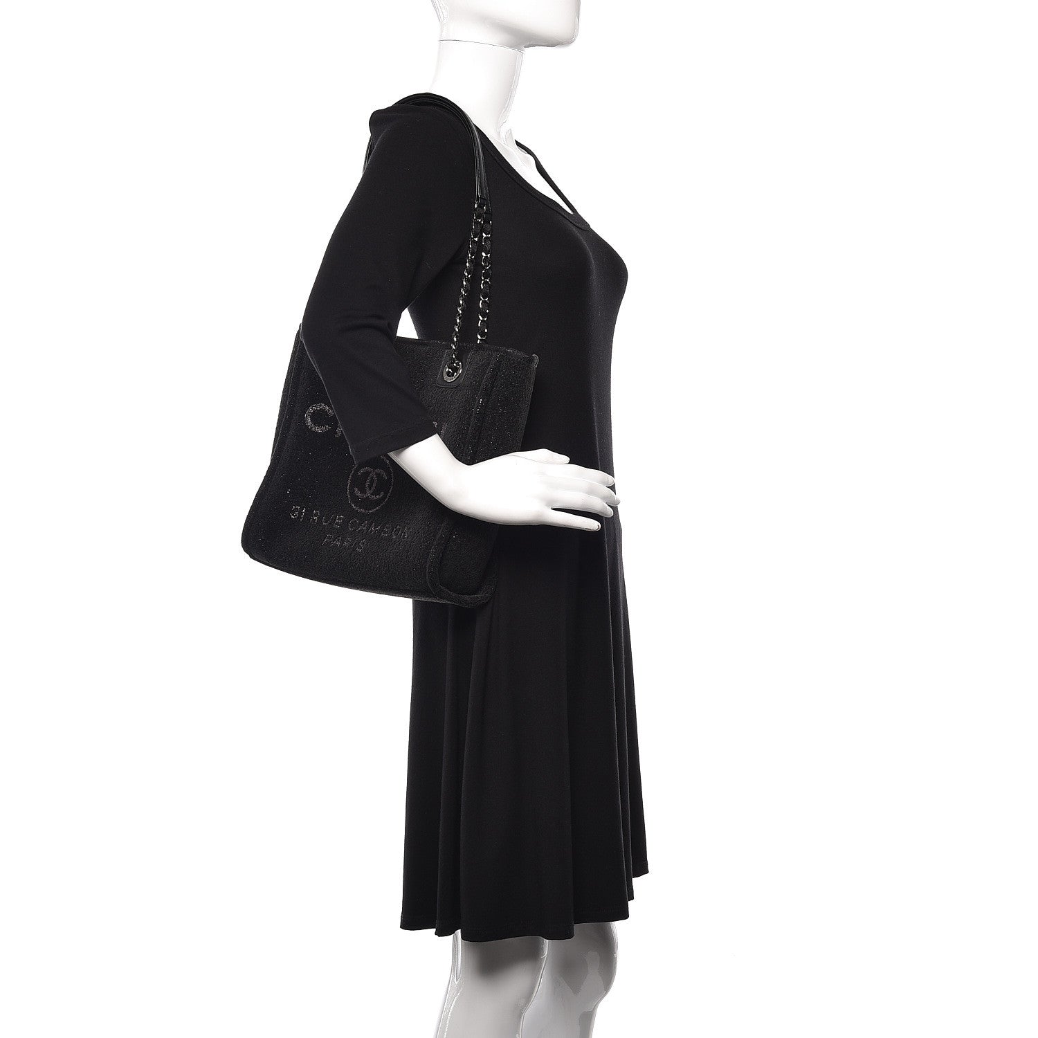 Chanel Lurex Boucle Mini Deauville Tote Black 2 of 10