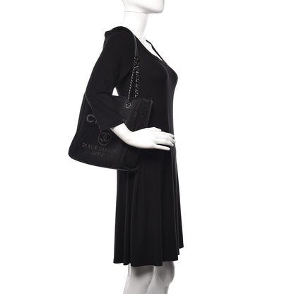 Chanel Lurex Boucle Mini Deauville Tote Black 2 of 10
