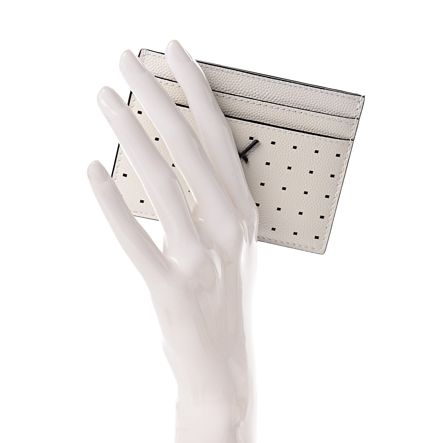 Saint Laurent Grain De Poudre Geo Print Card Case White Black 2 of 8