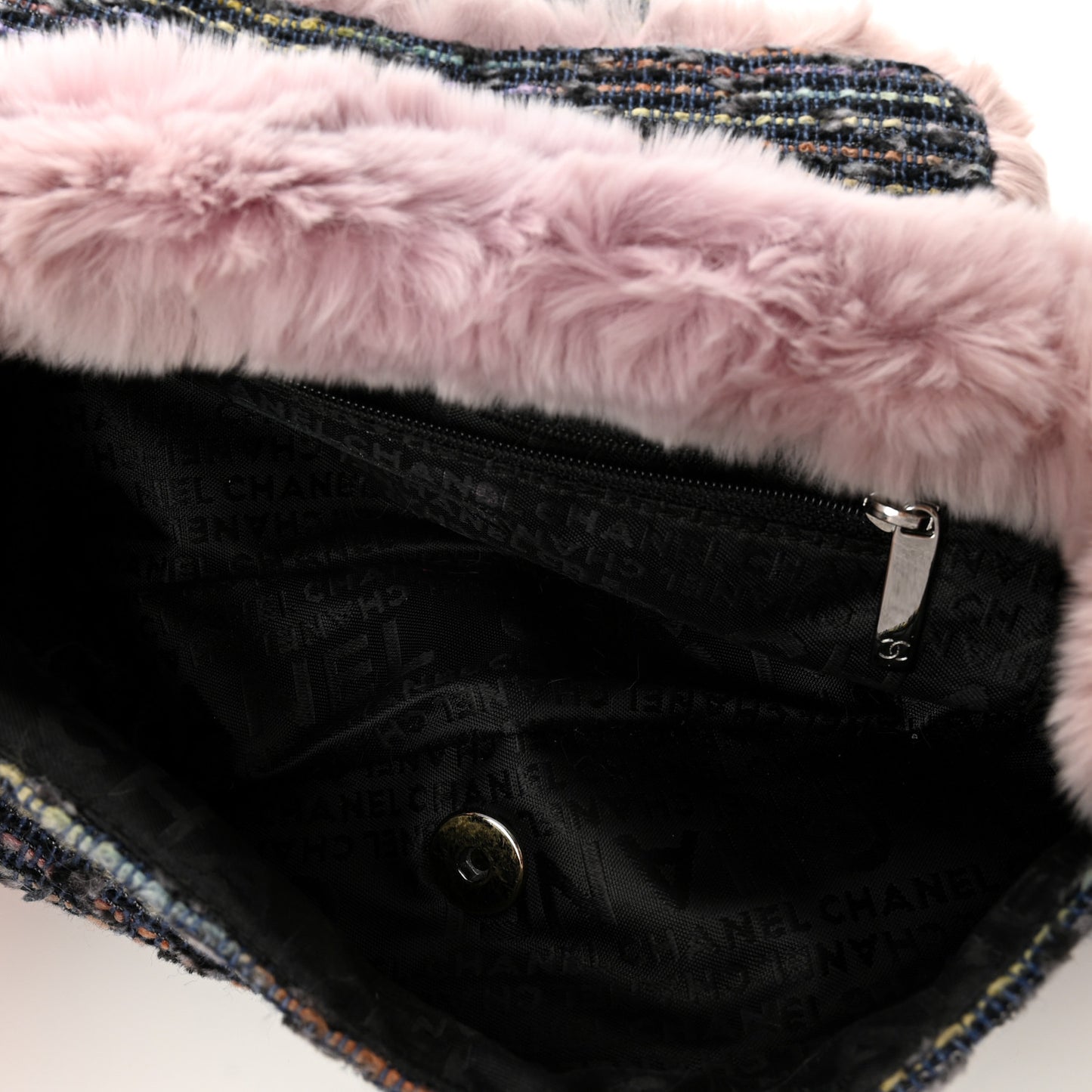 Rabbit Fur Tweed Small Fantasy Flap Pink