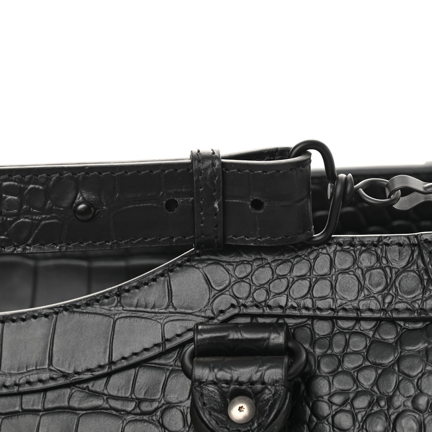Balenciaga Semi Matte Calfskin Crocodile Embossed Neo Classic Black Hardware Large City Black 10 of 10