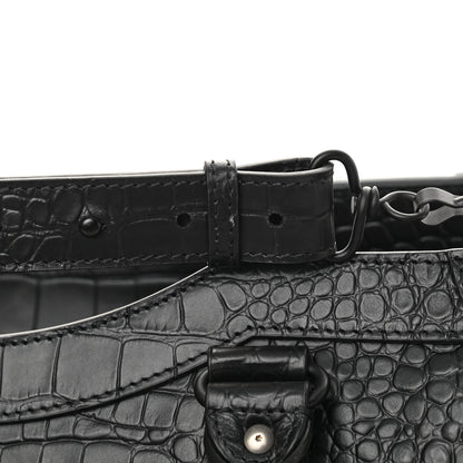 Balenciaga Semi Matte Calfskin Crocodile Embossed Neo Classic Black Hardware Large City Black 10 of 10
