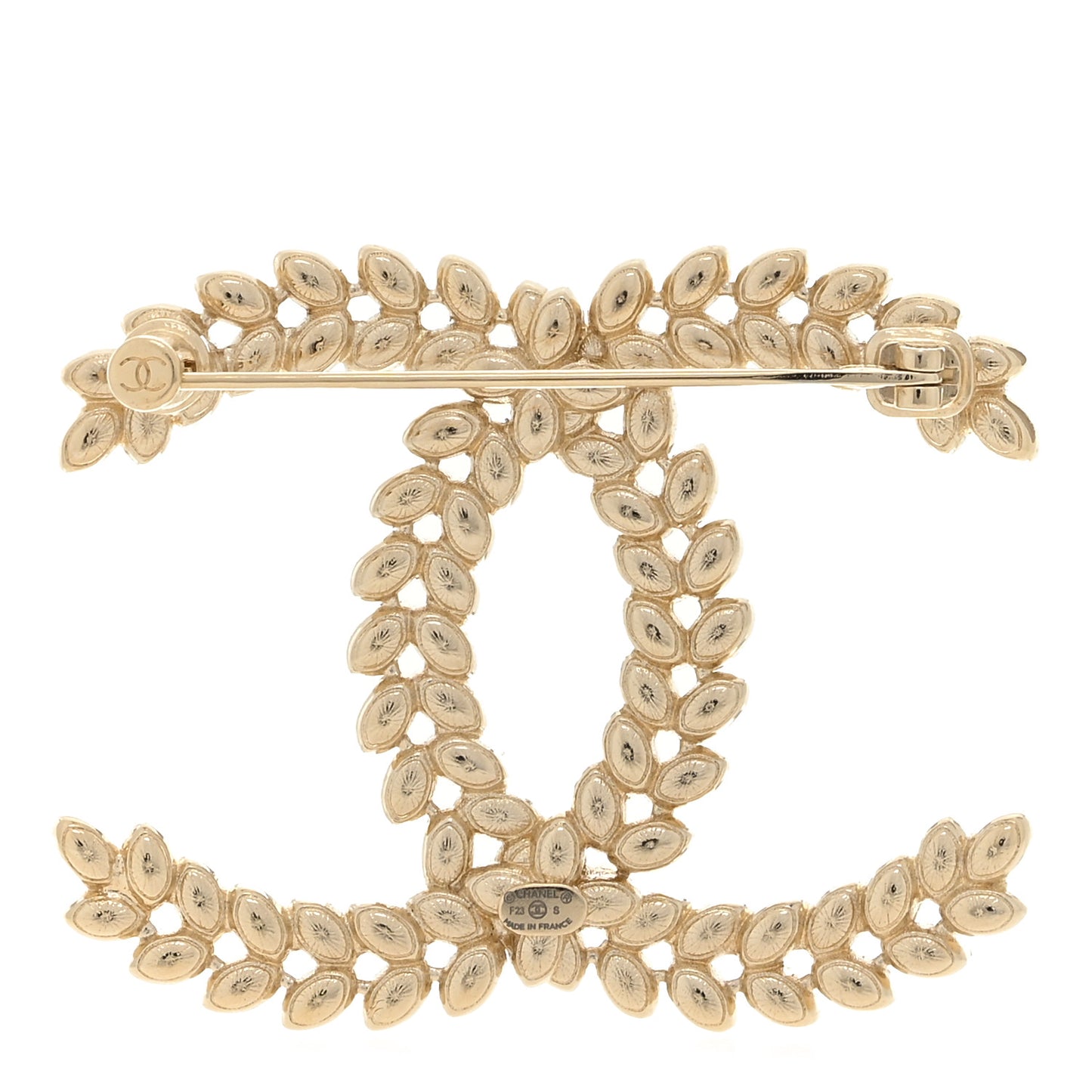 Crystal Sparkling Wheat CC Brooch Gold