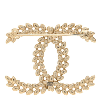 Chanel Crystal Sparkling Wheat CC Brooch Gold 3 of 4