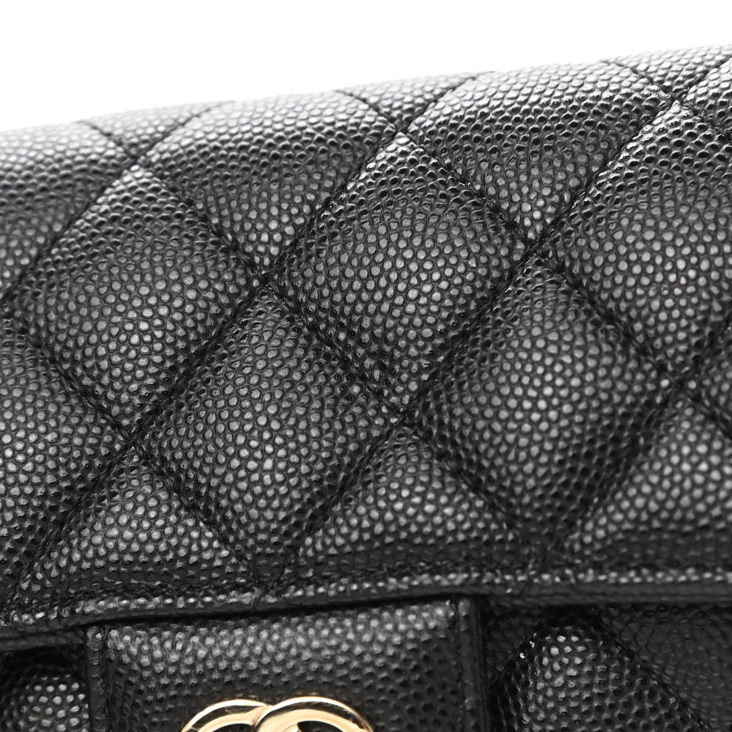Caviar Quilted Glasses Case With Chain Black