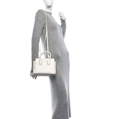 MCM Grained Calfskin Studded Mini Milla Tote White 2 of 10
