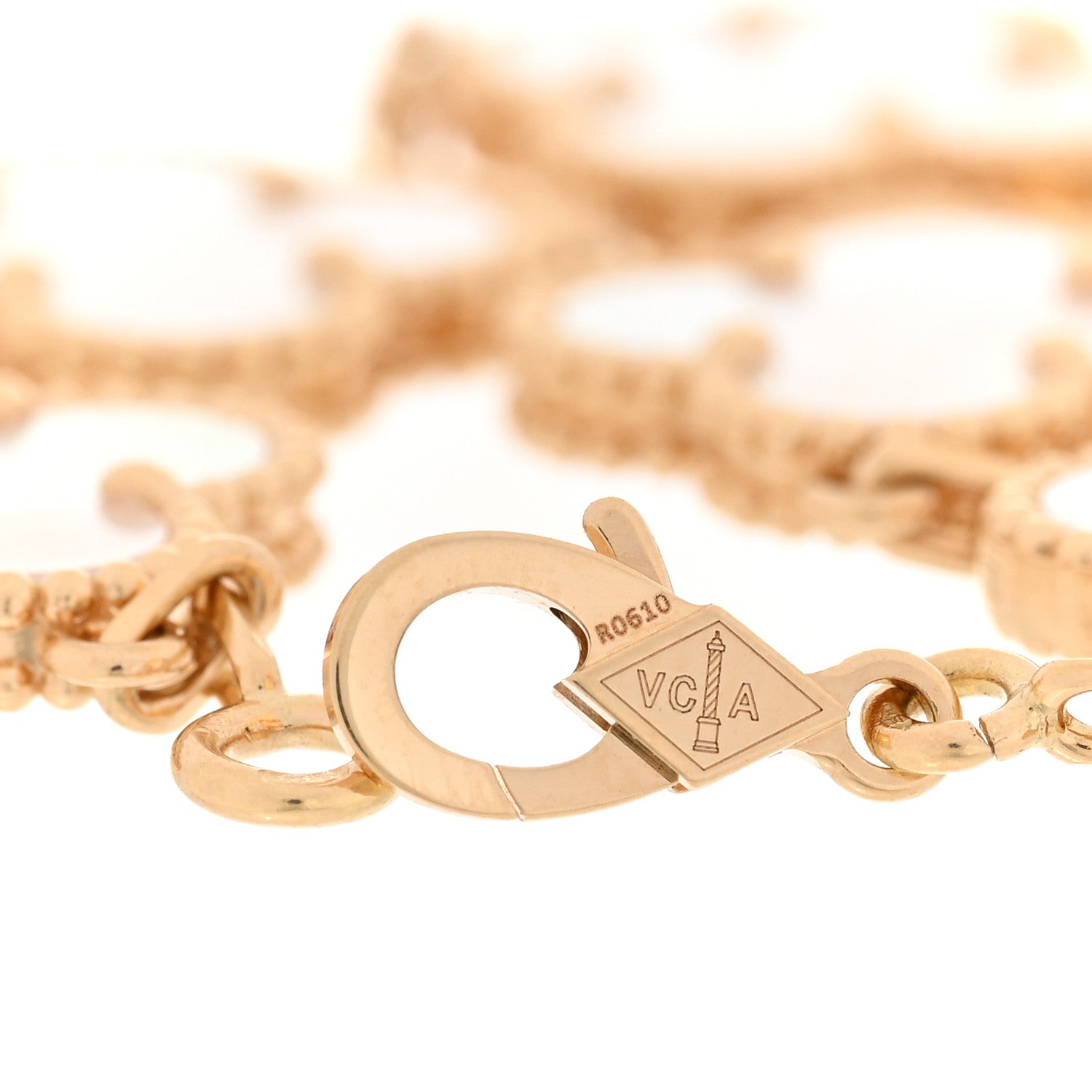 Van Cleef & Arpels 18K Yellow Gold Mother of Pearl 5 Motifs Vintage Alhambra Bracelet 4 of 7