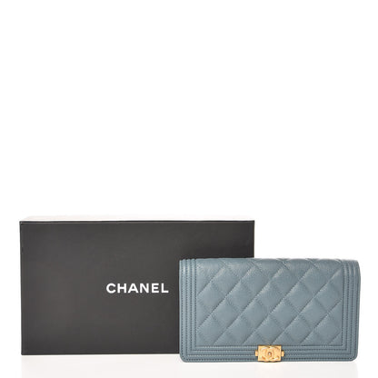 Chanel Caviar Quilted Boy Yen Wallet Blue 10 of 18