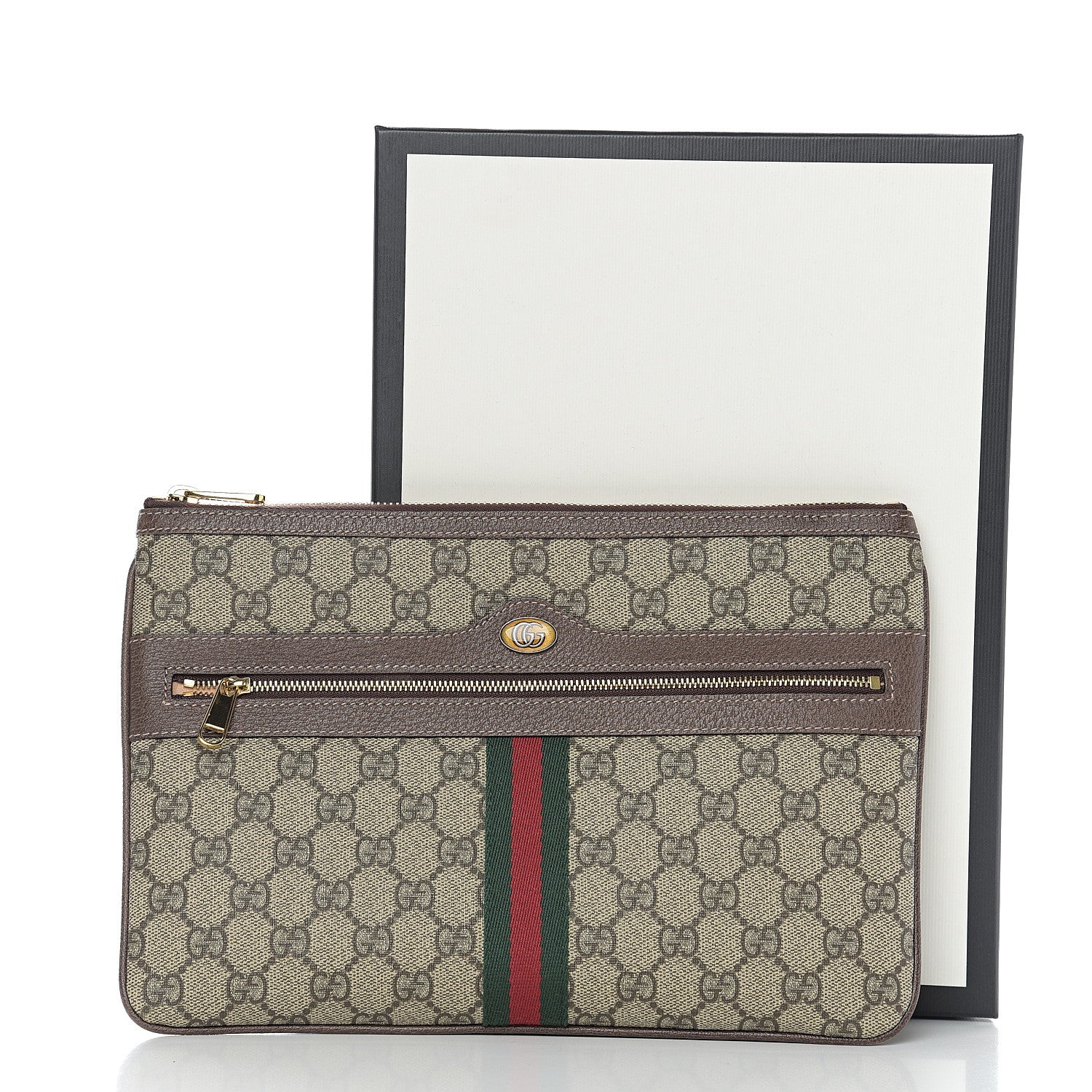Gucci GG Supreme Monogram Large Ophidia Pouch Clutch Brown 8 of 8