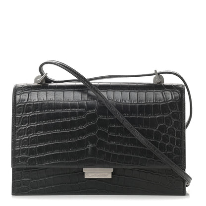 Saint Laurent Calfskin Crocodile Embossed Small Babylone Black 1 of 12