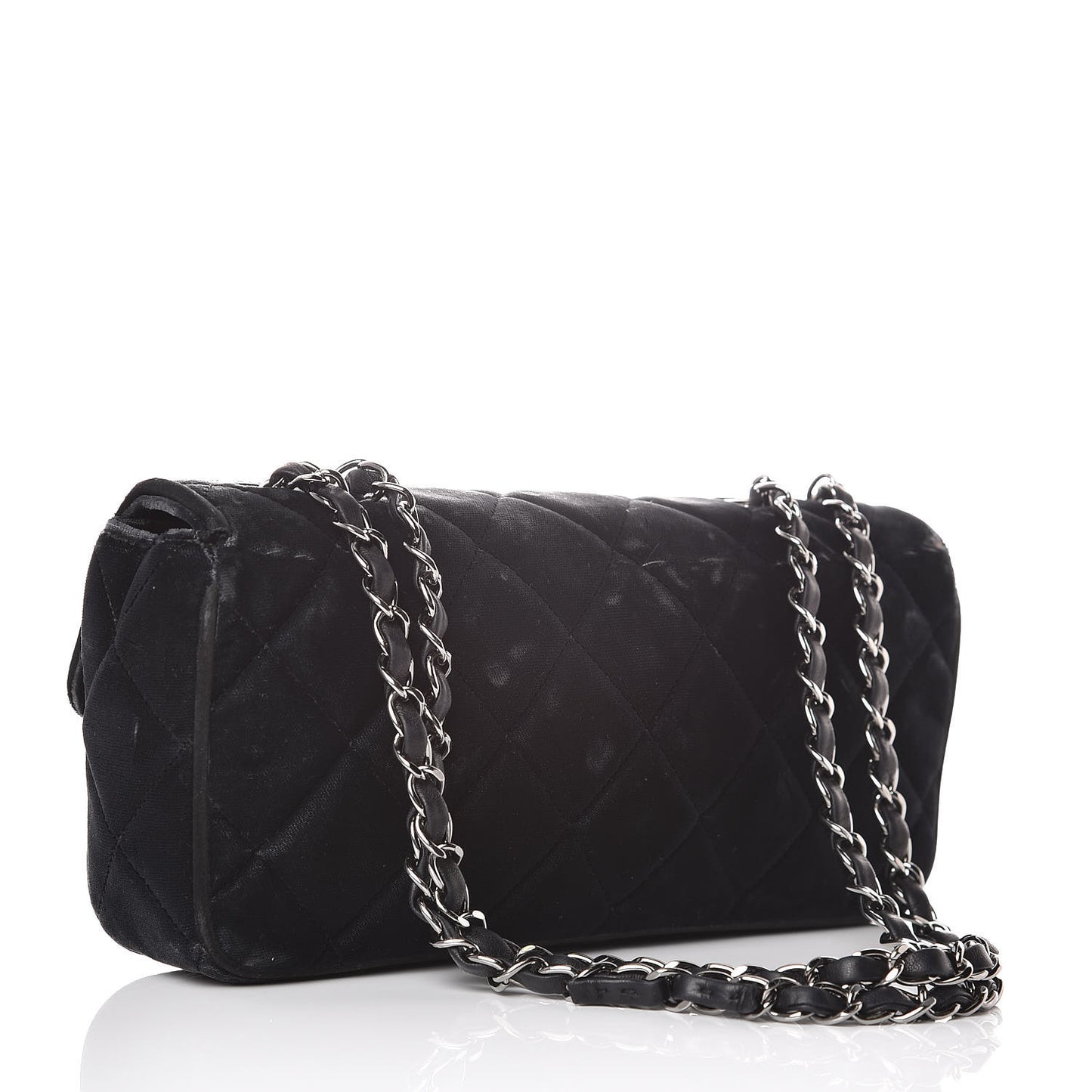 Velvet Quilted East West Flap Black