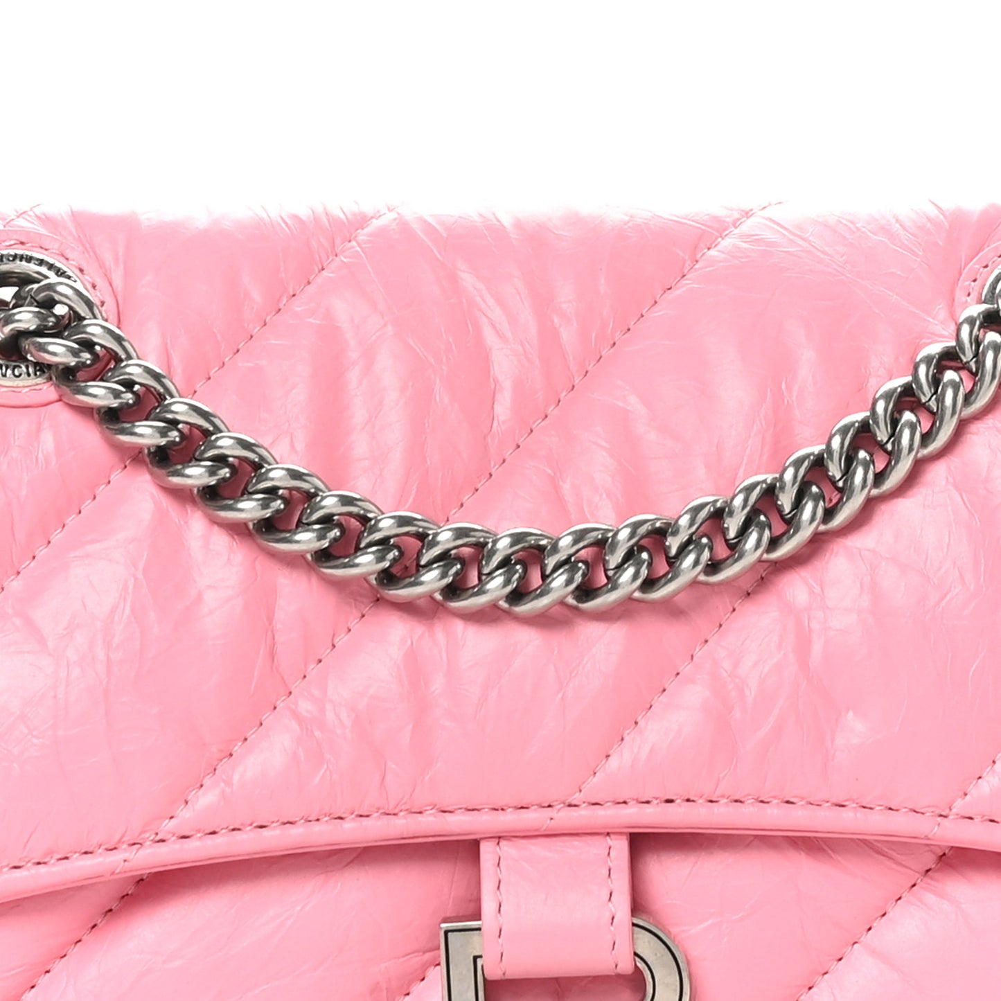 Crushed Calfskin Quilted Small Crush Chain Bag Sweet Pink