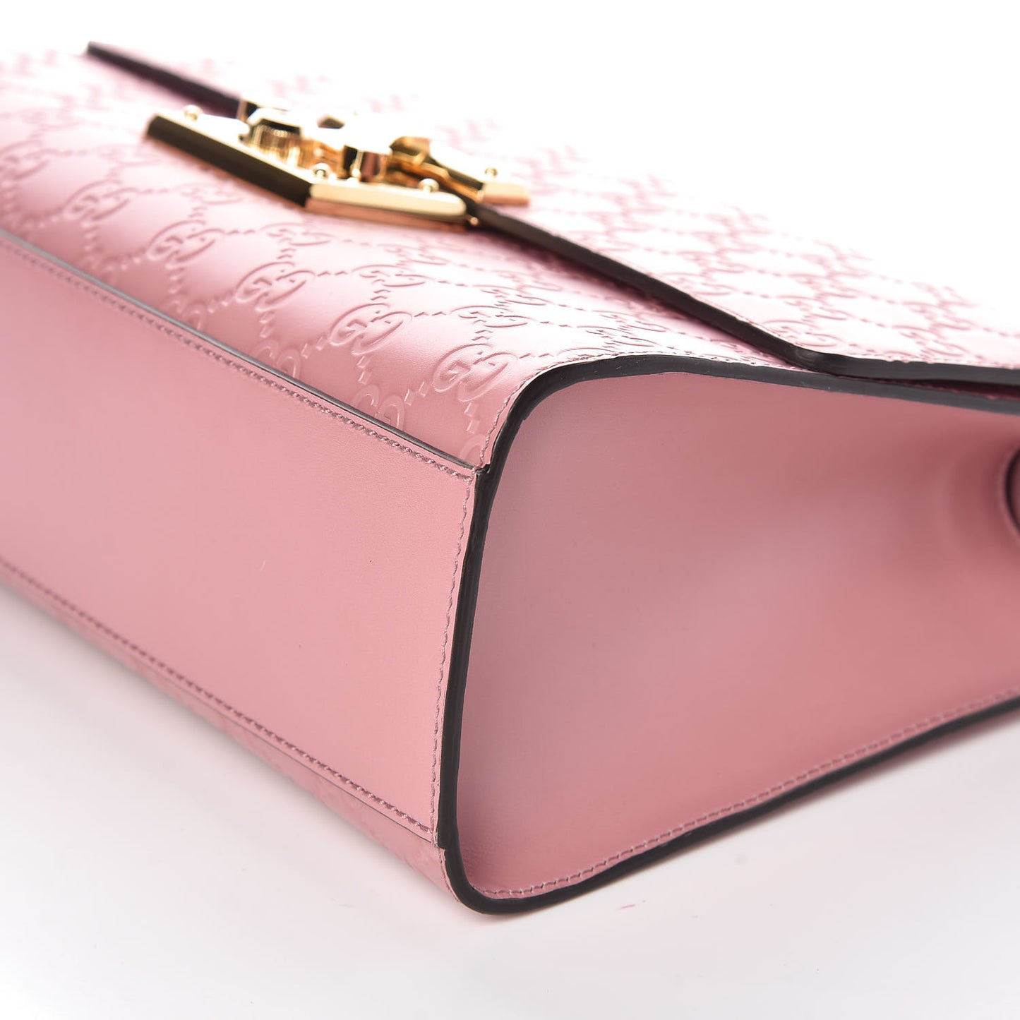 Guccissima Signature Medium Padlock Shoulder Bag Rose Baby Candy