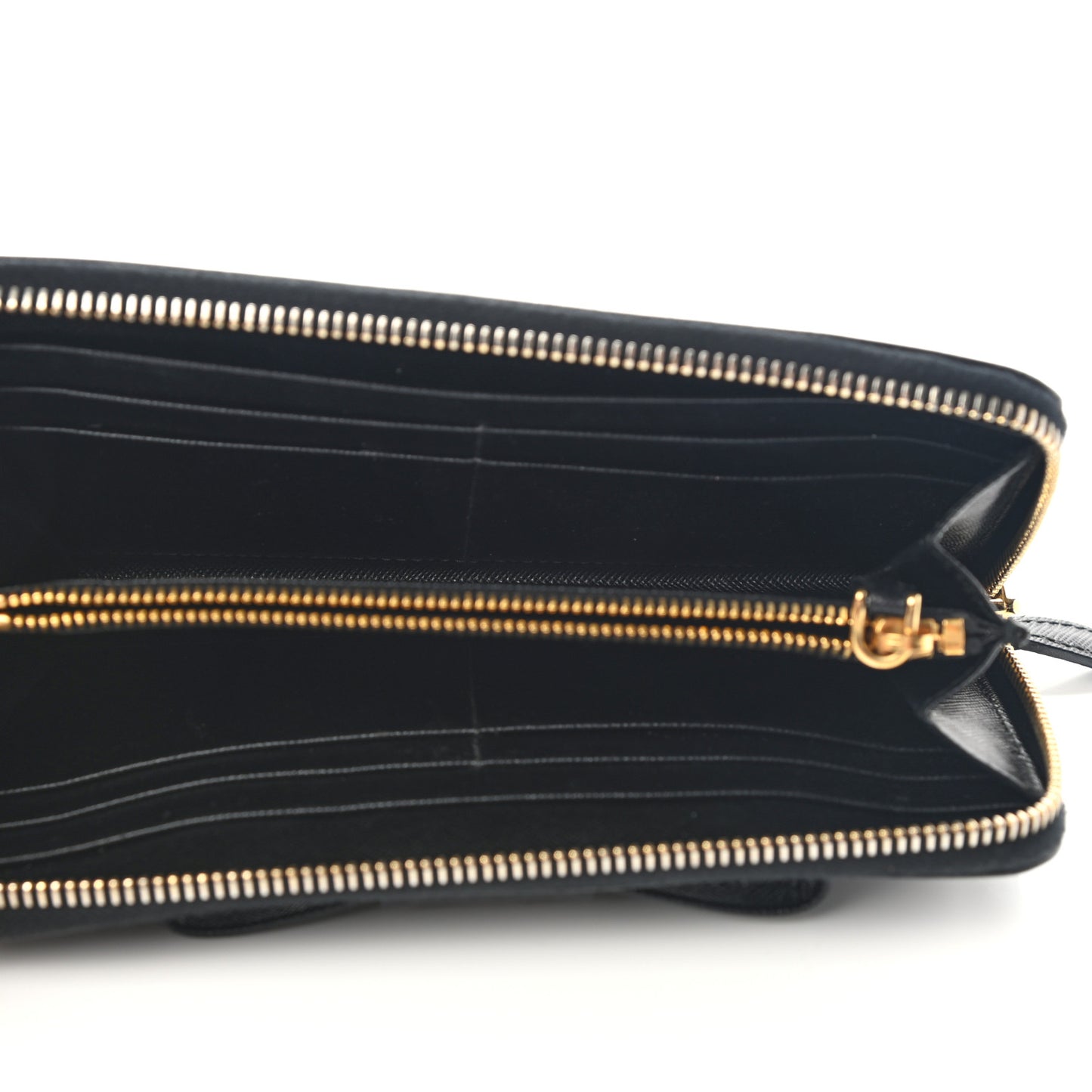 Saffiano Fiocco Bow Zip Around Wallet Black