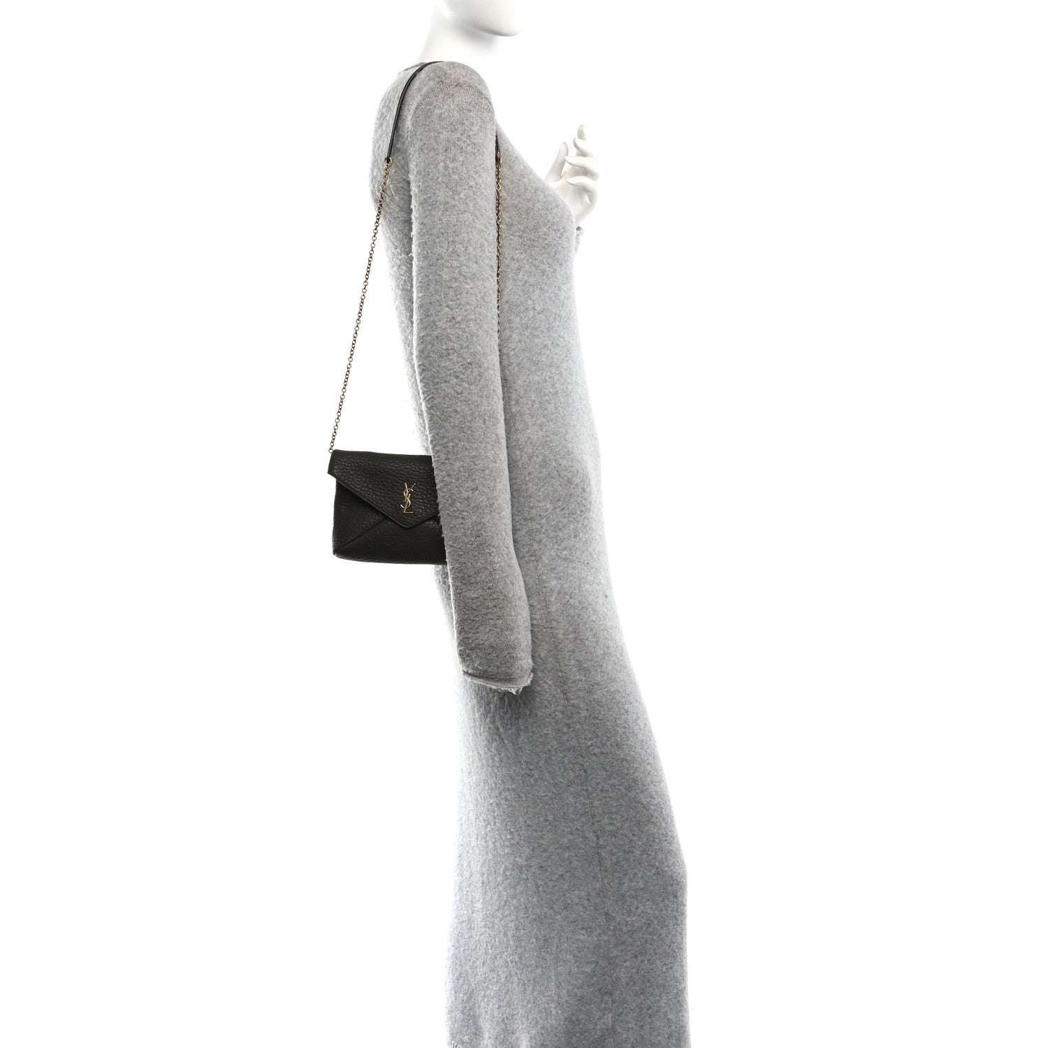 Saint Laurent Grained Lambskin Small Cassandre Chain Pouch Light Musk 2 of 10