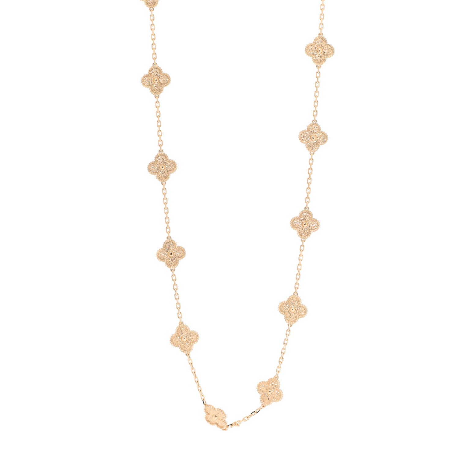 Van Cleef & Arpels 18K Yellow Gold 20 Motifs Vintage Alhambra Necklace 1 of 5
