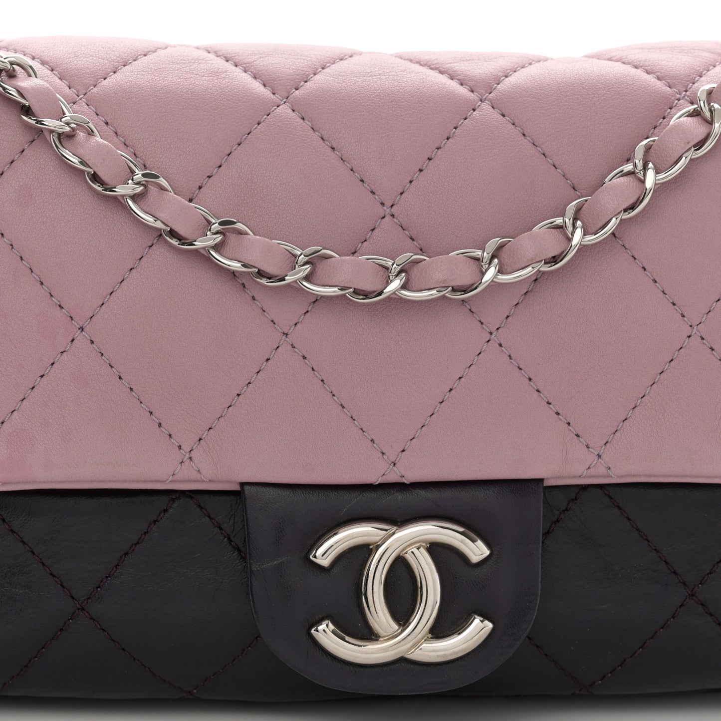 Lambskin Quilted Bi-Color Medium Single Flap Light Purple