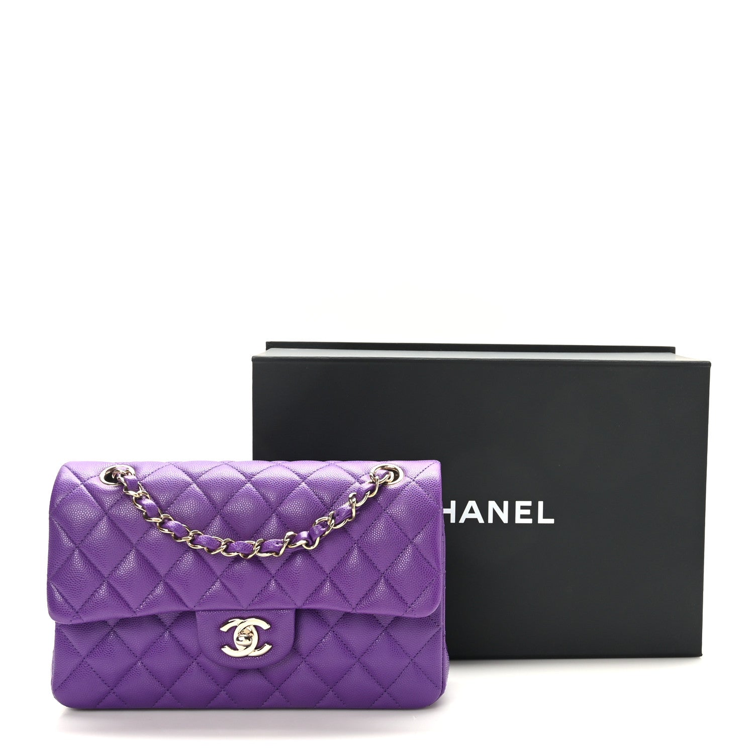 Chanel Caviar Quilted Small Double Flap Dark Purple 10 of 10