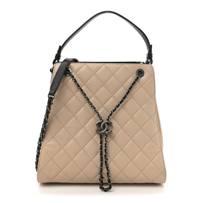 Chanel Caviar Quilted Medium CC Bucket Bag Beige 1 of 15